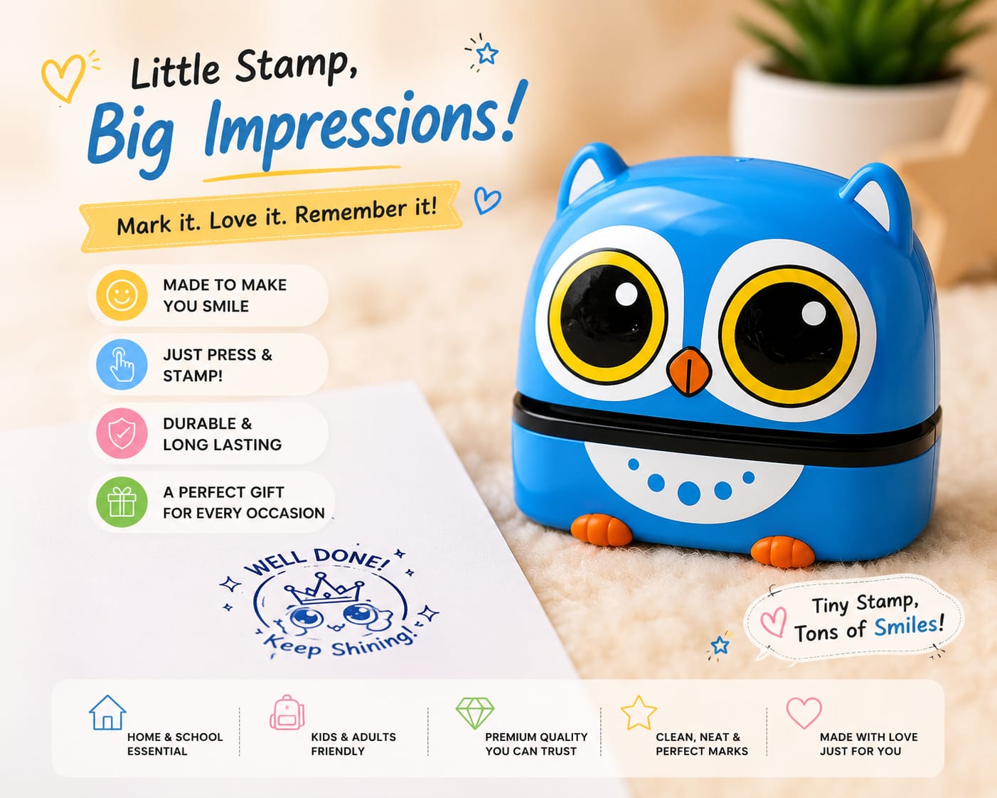 Personalized Kids Name Stamp for Clothes | Waterproof Self-Inking Fabric Stamp