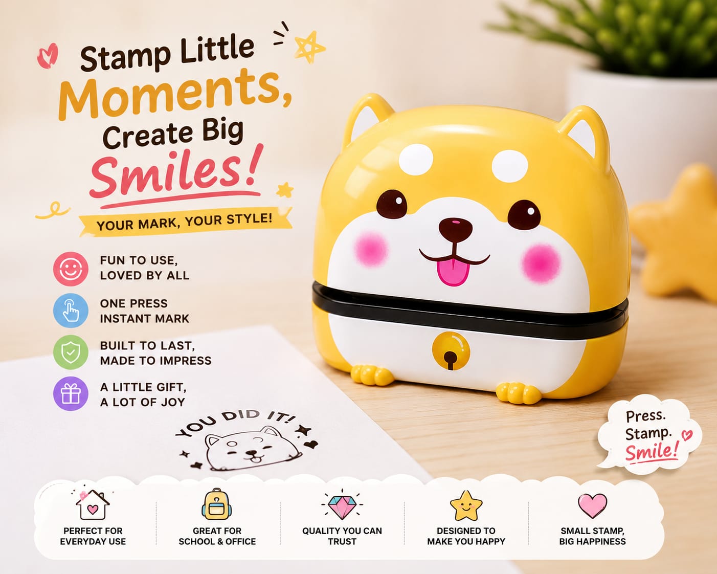 Personalized Kids Name Stamp for Clothes | Waterproof Self-Inking Fabric Stamp